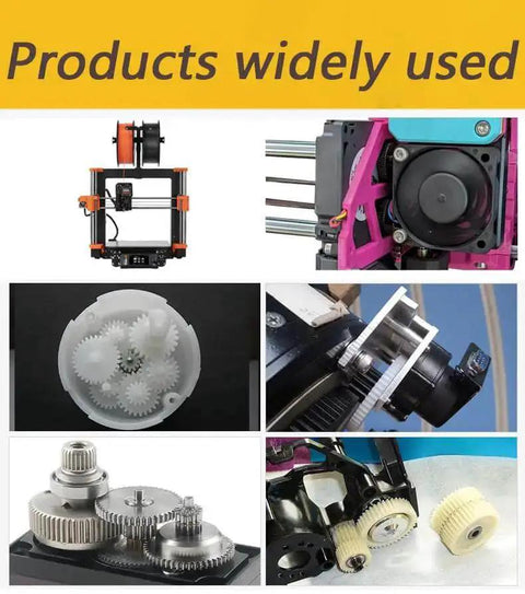 Collage of 3D printer setups and gears showcasing High Temp 3D Printer Gear Grease To Cut Noise And Beef Up Performance