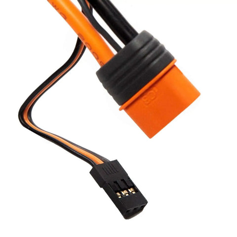 Close-up of connectors on 85A Brushless Smart ESC And 4000Kv Sensorless Motor Combo For RC Cars And Trucks, Plug And Play Telemetry Ready