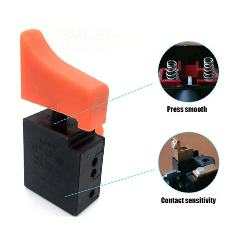 AC220V Switch Replacement for 9237 9227 180mm Polisher Sander, featuring an orange lever and black base, plug and play design