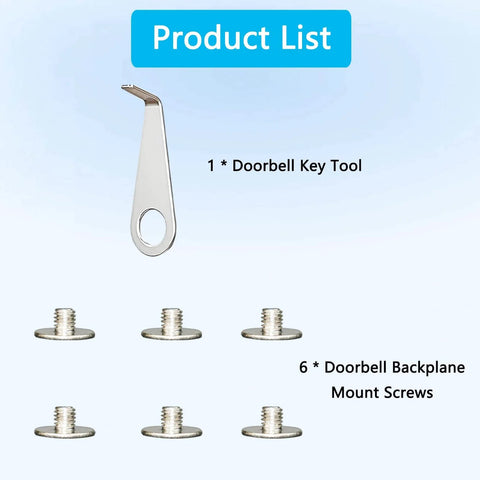 Six Piece Doorbell Replacement Screws Set For Blink And Ring Video Doorbells, Backplane Security Screws With Doorbell Key Tool
