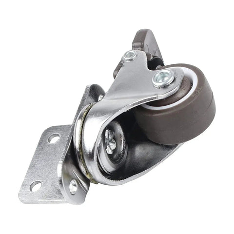 1 Inch Swivel Plate Casters With Brake, L Bracket Side Mount, TPR Rubber Quiet Mute Casters For Furniture Replacement