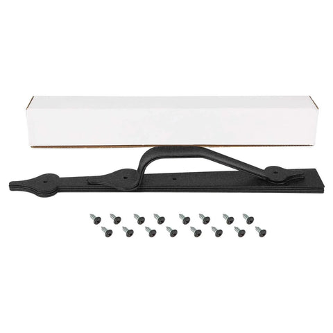 Decorative Garage Door Hinges And Handles Hardware Kit In Black Spear Style with screws and packaging shown