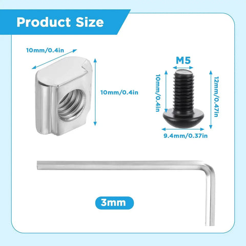 40 Piece Black 2020 Series Aluminum Extrusion Connector Kit With 40 2028 Corner Brackets, 80 T Slot Nuts And M5 Hex Screws Plus 1 Wrench