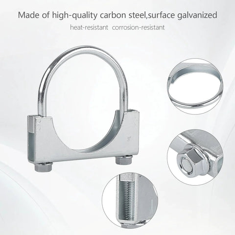 LCGP 2.5-inch heavy-duty U-bolt clamp, saddle-type, galvanized carbon steel, 2-pack muffler clamps