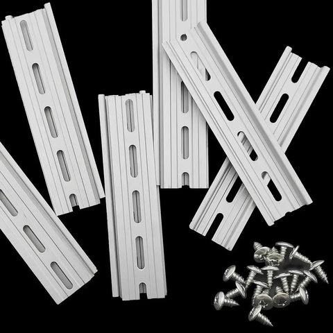 Beefy Durable Aluminum DIN Rails Top Hat Slotted 6 Inch Length With 7.5 mm Height And 35 mm Width Set Of 10 Includes 20 MXUDIN100 Screws