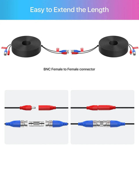 4 Pack 100 Foot BNC Video Power Cables For CCTV Security Cameras And DVR Systems with connectors and cable spools