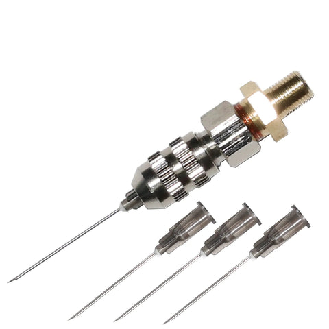 5-piece nitrogen needle valve kit for shocks with Schrader valve, chrome fittings