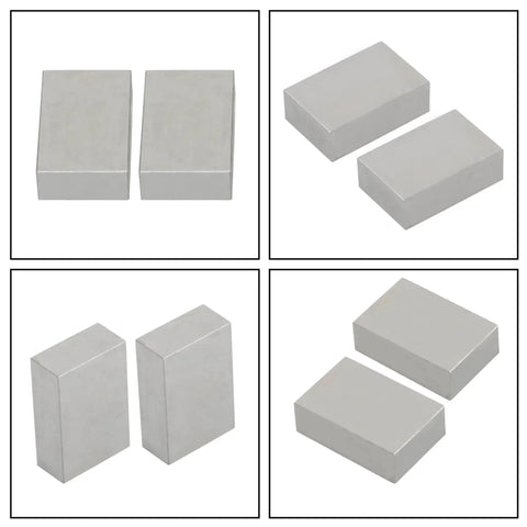 No Hole Accuracy Block Set 2 Pieces 1 By 2 By 3 Inch Machinist Blocks For Pro Grade Precision Grinding Layouts And Inspection Hardened Tool Steel Flat Ground Edges Durable And Accurate Thomletha Brand, showing four views of smooth rectangular blocks.