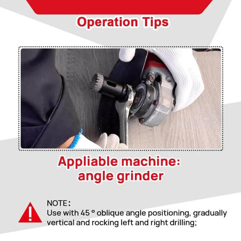 Using Diamond Tile Core Drill Bit Set With 6 8 10 25 35 50 65mm Hole Sizes with angle grinder for precise drilling instructions