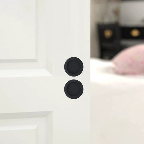 Recessed Pocket Door Pull Handles 2 And 3 Quarter Inch Round Finger Flush Pulls for Barn Doors Matte Black 304 Stainless Steel