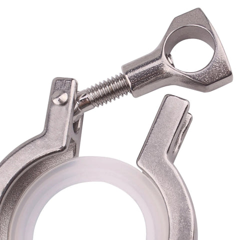 Tri-clamp ferrule assembly, stainless steel 304, 2.5-inch with wing nut and silicone gasket