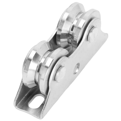 Side view of Groove Wheel V Shaped Detachable Track Gate Wheels With Double Bearing Caster And Bracket Made Of 45 Steel Heavy Duty