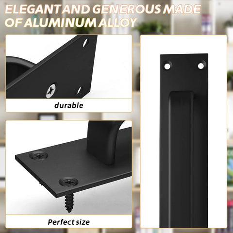 Sliding Barn Door Handle Set Black 2 Pack Aluminum Alloy 7.9 Inch Long Door Pulls With Plate 7.1 Inch Center To Center Mount