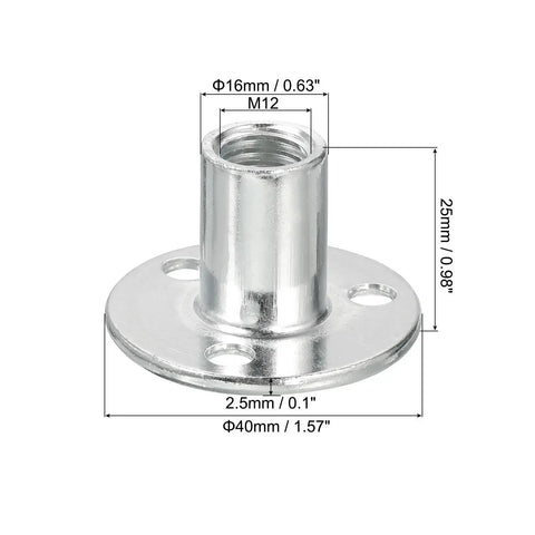 M12 Brad Hole Tee Nut Set Of 10 Carbon Steel Round Base Screw In T Nuts For Furniture Hardware Flange Female Thread Inserts For Woodworking And Metal Projects
