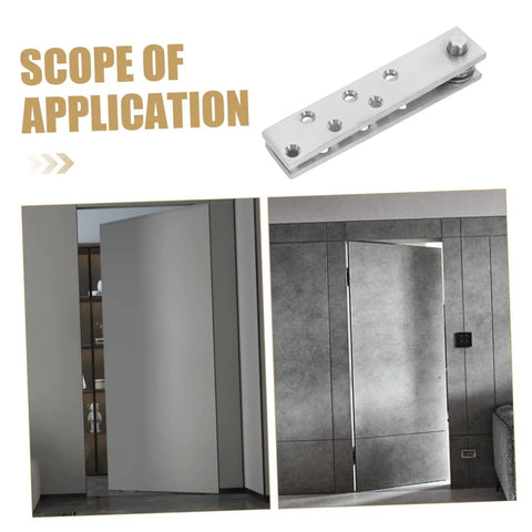 Hidden Door Pivot Hinge System For Secret Bookcase Doors, 360 Degree Stainless Steel Concealed Hinge shown installed and separately