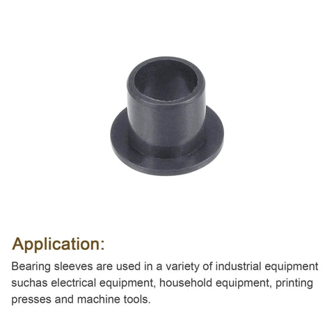 Flanged Sleeve Bearing Set With 8mm Bore 10mm Outer Diameter And 10mm Length POM Self Lubricating Oil Free Bushings In Black Pack Of 4