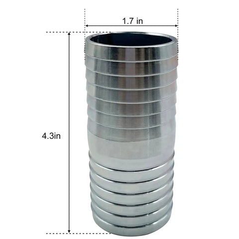 Heavy Duty Two Inch Stainless Steel Hose Barb Fitting Straight Barbed Coupler With Four Clamps For Oil And Water 304 Stainless Steel