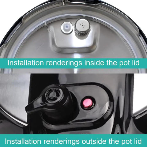 Instant Pot lid replacement parts, 10 pcs; front view of stainless lid with black exterior and valve components.