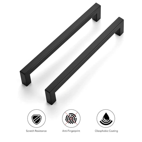 20 Pack 7-1/2 Inch Square Kitchen Cabinet Handles Matte Black Pulls For Cupboard And Drawer with scratch resistance and anti-fingerprint