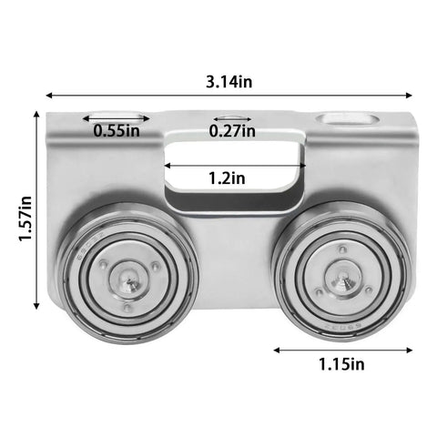 Four Wheel Light Duty Trolley Assembly For 1-5/8 Inch Channel Strut High Strength Solid Steel Zinc Galvanized, front view.