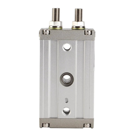 Pneumatic rotary actuator, rack-and-pinion, double-acting bore 20mm; front view of aluminum body with top ports