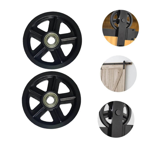 Heavy Duty Barn Door Nylon Roller Wheels Set Smooth Sliding Pulleys With Low Noise Durable Hanging Rail Hardware DIY Friendly Installation And Modern Style Scratch Free Doors