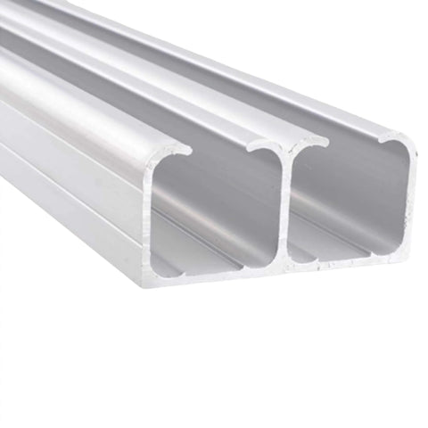 Close-up of Heavy Duty Double Sliding Door Rail Track Kit With Aluminum Ceiling Mount Barn Door Hardware, 60cm 23.6in Length.