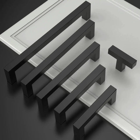 10 Pack Matte Black 5 Inch Cabinet Handles 128mm Stainless Steel Cupboard Drawer Pulls For Kitchen Cabinets Dresser Furniture Hardware