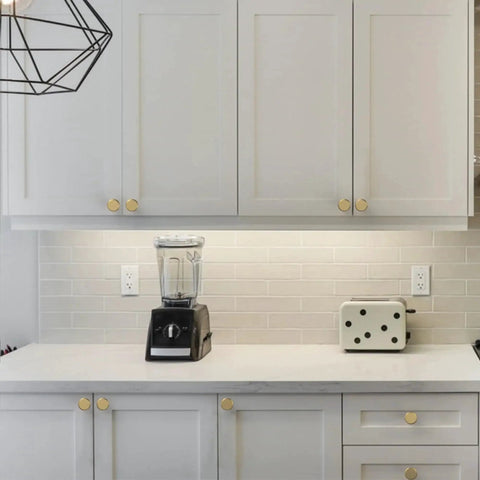 Kitchen cabinets with 10 Pack Champagne Bronze Cabinet Knobs for Kitchen Cabinets and Dressers, Zinc Hardware with Rust Proof Finish.