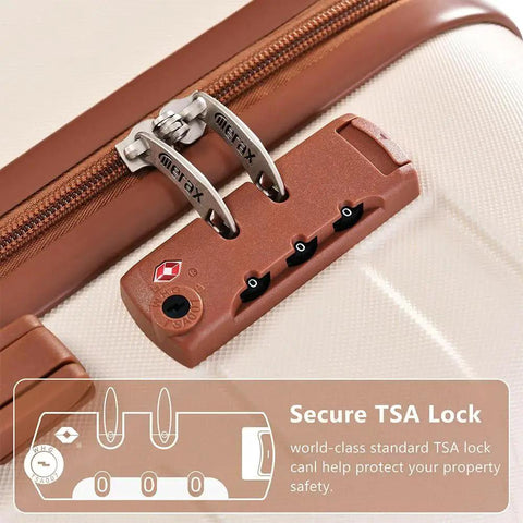 Close-up of Tough As Nails 3 Piece ABS Hardside Luggage Set with Spinner Wheels TSA lock detail, showcasing durability and security.