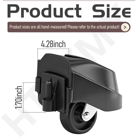 Side view of black wheel from 4 Pack Foot And Wheel Vacuum Caster Replacement Kit 12388 12293 for 6 to 16 Gallon Wet Dry Vacuums