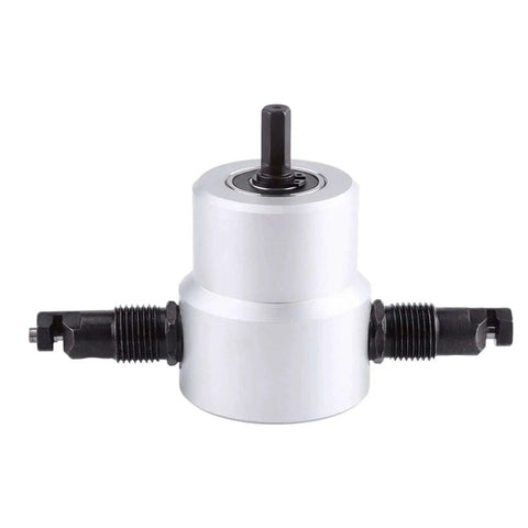Power Drill Nibbler Attachment for Sheet Metal Cutting Double Head Cutter Electric Metal Cutter Tool Kit front view