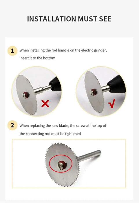 11 Piece Mini HSS Circular Saw Blade Set For Rotary Tools With Mandrel Stainless Steel Cutting Discs installation guide