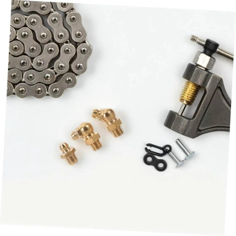 9 Piece Copper Threaded Grease Fittings Kit With Straight And Angled Nipples For Cars And Excavators, Durable Universal Fit