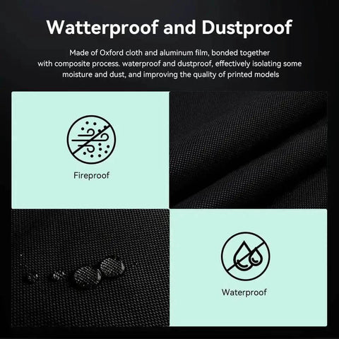 Ultimate 3D Printer Filament Storage Box material showing waterproof and dustproof features.