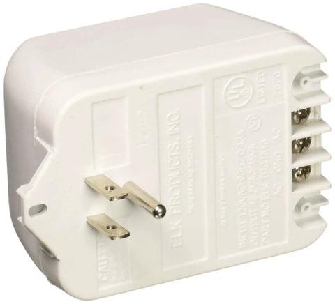 TRG1640 AC Transformer 16.5 VAC 45 VA with Auto Resetting PTC Fuse, Green Power On LED, Grounding Prong and Terminal, UL Listed, White