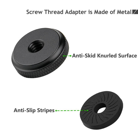Quarter Inch Female Thumb Nuts With Rubber Pads, Five Pack Thumb Wheel Lock Nut Adapters, Anti Slip Rubber Washers, close-up view