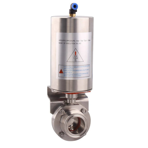 DERNORD 1.5 inch tri-clamp sanitary butterfly valve with pneumatic actuator, SS304 stainless steel
