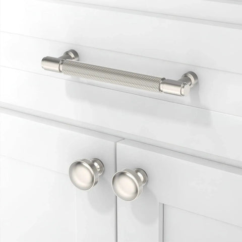 Brushed Satin Nickel Knurled Cabinet Pulls 5 Inch 128mm Pack Of 10 For Kitchen Cabinets And Drawer Fronts Premium Zinc Alloy Handles