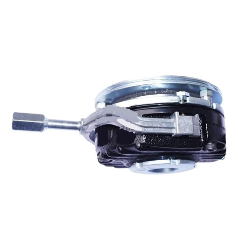 Side view of electromagnetic brake/clutch unit for DC 90V with ABS006AA, 25/30 mm shaft; Amazon BISS