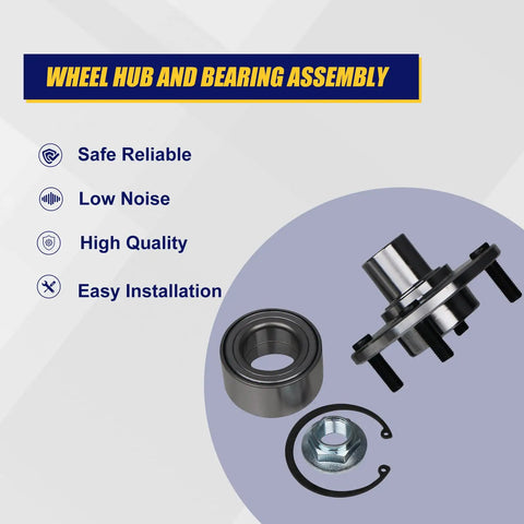 Front Wheel Bearing And Hub Assembly For Ford Focus 2000 To 2011 Replacement 518510 with 4 lug bolts and durable steel construction