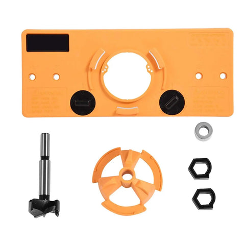 Durable 35mm Concealed Hinge Jig and Boring Hole Drill Guide Set for Woodworking Built From Engineering Plastic for Quick and Precise Installations and Repeated Clean Drilling