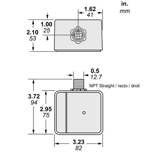 Technical drawing of Go-To Universal Whole Home Surge Protector For 120/240V Panels, 1-Phase 3-Wire, 80kA Surge Suppressor.