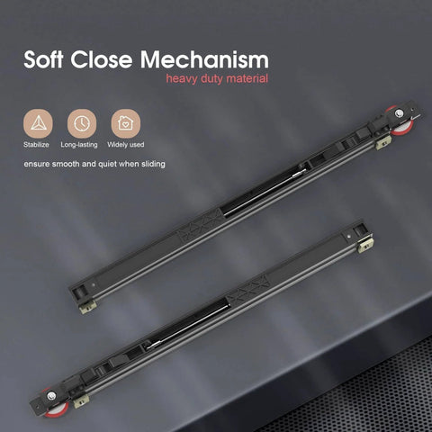 Ceakian 32 Inch Concealed Sliding Barn Door Hardware Kit With Soft Close For 24 Inch Passage Opening Zero Clearance From Wall Hidden Trackless Rail System Wall Mount For Interior Wooden Doors Ideal For Study Rooms Kitchens Pantries Closets And Spaces showing soft close mechanism