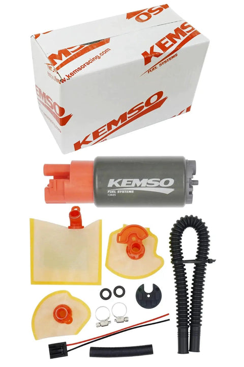 340 LPH Kickass High Performance Fuel Pump Kit for Subaru and Honda Vehicles with replacement parts and box.