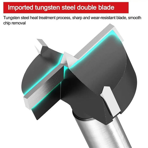 Close-up of 18mm Steel Hole Saw Drill Bit For Woodworking Heavy Duty Core Cutter Boring Bit with tungsten steel double blade.