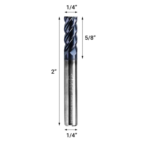 1/4 Inch Carbide Square End Mill, 4 Flute CNC Router Bit With AlTiN Coating For Steel And Alloys, Copper And Cast Iron, HRC 50
