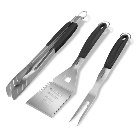 Heavy Duty BBQ Tool Set With Spatula, Fork And Tongs In Premium Stainless Steel, Large Grill Utensils Kit For Grilling Lovers