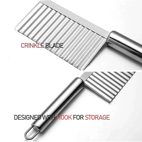 Wavy Crinkle Cutting Tool for Veggies and Fruits with Serrator Blade Dope Salad Chopper Knife and French Fry Slicer