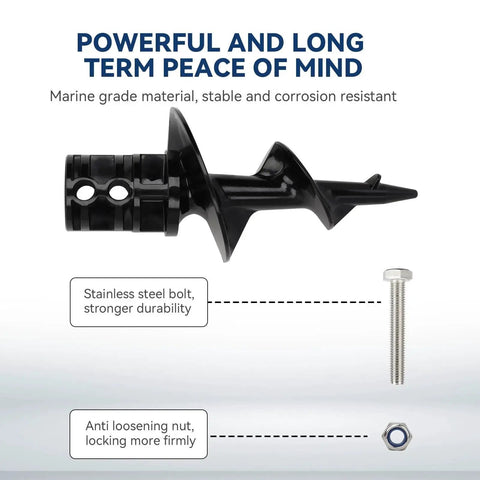 Dock Pole Auger for Aluminum Poles and 2 Inch O D Tubing, Dock Post Auger Kit With Stainless Steel Bolts And Nuts, 2 Pack